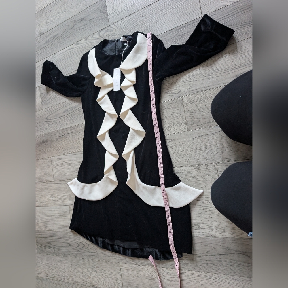 Anne Fontaine Black Velvet White Ruffle Solange Cocktail Dress Size 38 (6) - Picture 13 of 13